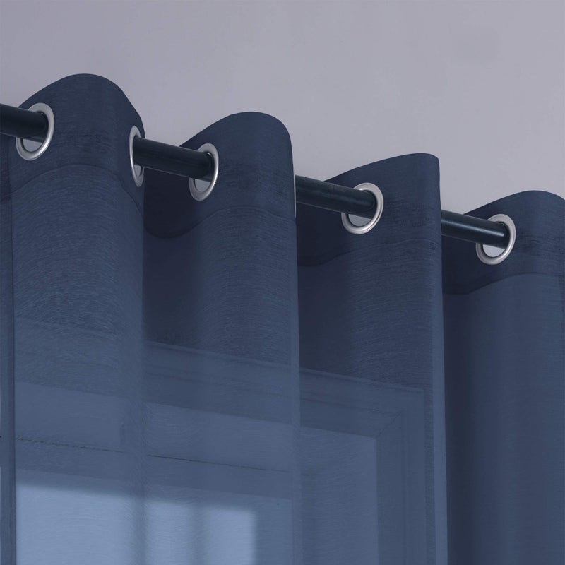 KOUFALL Dark Navy Blue Curtains 84 Inch Length for Living Room 2 Panels Set Grommet Semi Sheer Nautical Curtains for Boys Bedroom 84 Inches Long - Image 3